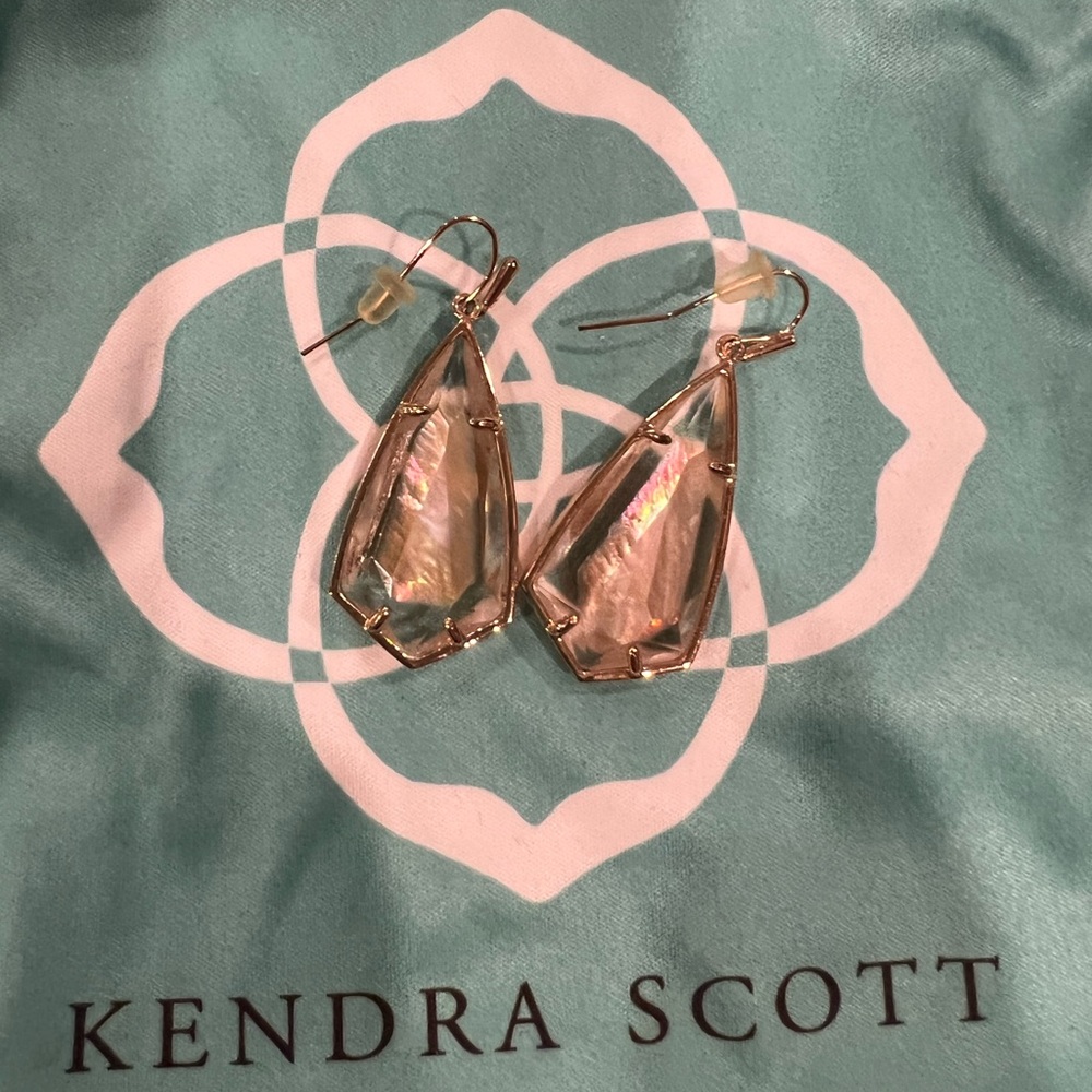Kendra Scott Carla Gold Drop Earrings Brown Pearl